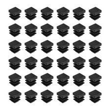 38Pcs Square Plastic Plugs 13 x 13mm PE Pipe Tubing End Caps for Tube Black 