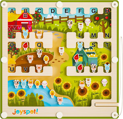 Magnetic Alphabet Maze, Magnetic Color and Number Maze, Montessori Toys, Wooden 