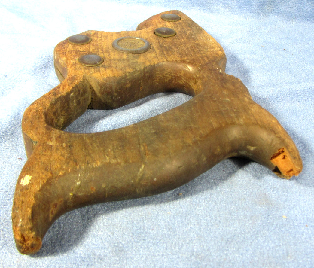 Vintage Disston Hand Saw Handle with Metal Hardware