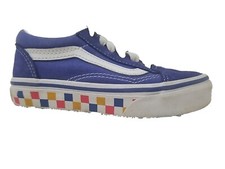 Vans Old Skool Kids 11 Blue Multi-Colored Checker Sidewall Pre-Owned