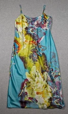 Natori Women Nightgown Small Watercolor Abstract Floral Satin Sleep Slip Dress