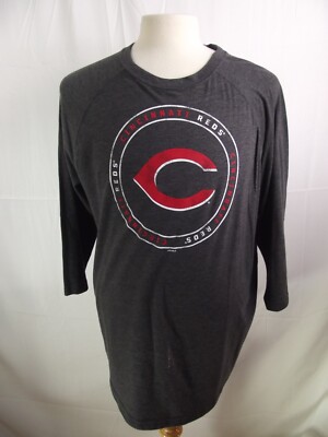MLB Cincinnati Reds Baseball Mens X-LARGE 3/4 Slv T Shirt Gray