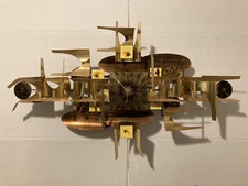 William Vose for Curtis Jere Brass Copper Brutalist Wall Sculpture Clock
