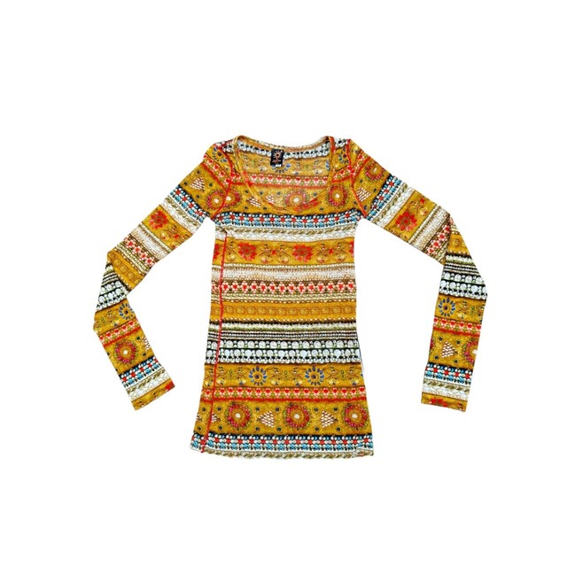 Jean Paul Gaultier  Vintage Colorful printed long sleeves Size M fits Xs to M