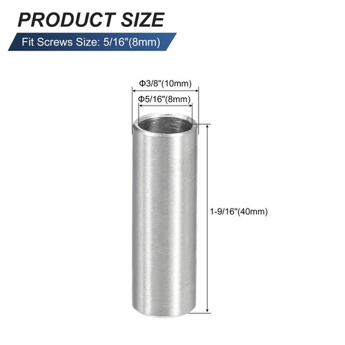 5-Pack 304 Stainless Steel Spacers - 8mm ID X 10mm OD X 30mmL, Unthreaded For M8 Or 5/16" Screws
