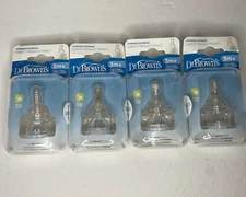 Dr. Brown's Natural Flow Standard Silicone Nipple, Level 2, 3m+, 2 Ct 4 Packs