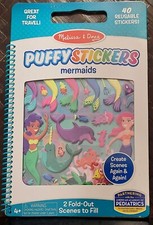 Melissa  Doug Puffy Sticker Activity Mermaids Style Book 40 Reuse Stickers