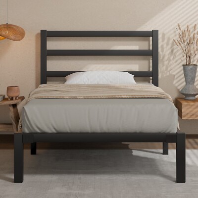 Metal Twin Size Bed Frame with Headboard