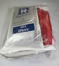 DriftAway Mia Stripe Room Darkening Grommet Unlined Window Curtains 2 Panels Red
