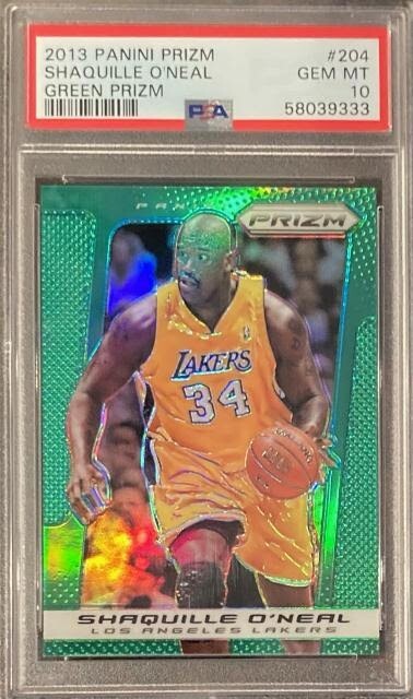 2013 Panini Prizm Green Prizm Shaquille O'Neal #204 PSA 10 Lakers HOF
