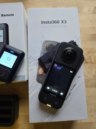 Insta360 X3 Camera w/GPS Action Remote, 4 batteries, Monkey Tail, 64GB card - Picture 2 of 8