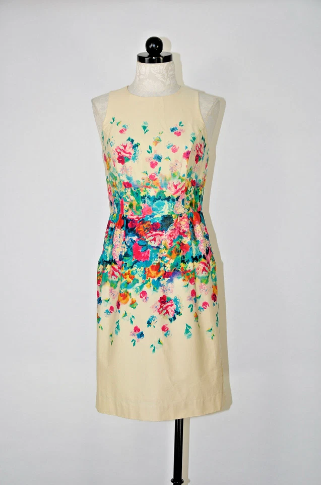Vestido Vaina Anthropologie Maeve Crema Arco Iris Floral Jardín A Medida Mujer 4 Foto 2 de 4