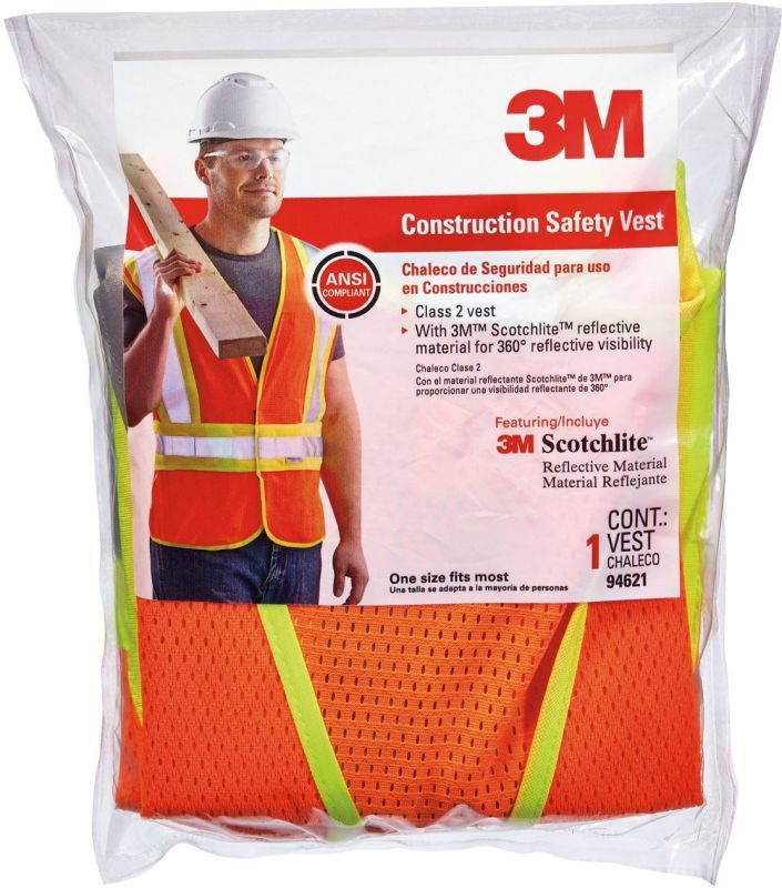 3M CLASS TWO-TONE CONSTRUCTION SAFETY VEST REFLECTIVE ORANGE