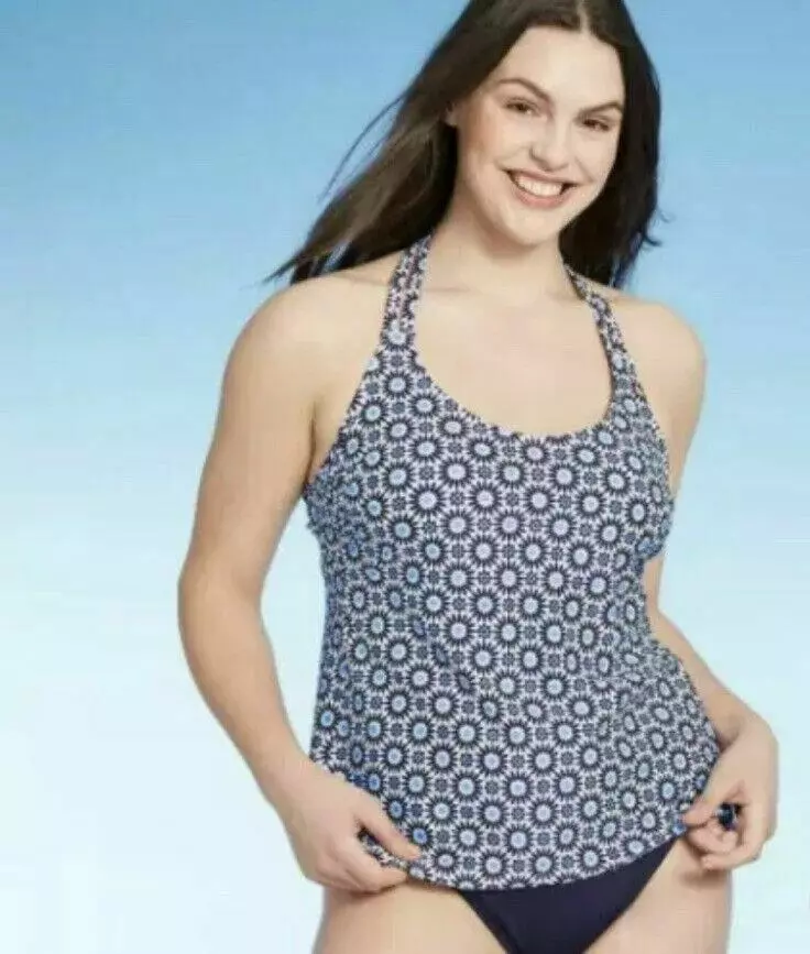 NEW NWT Small 4 / 6 Built In Bra Apron Back Tankini Halter Swim Top KONA SOL