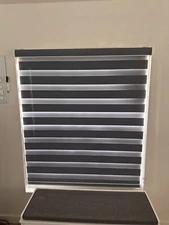 Zebra Roller Shades Blinds for Windows Dark Gray, Roller 57.9  in x 53.98  in