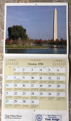 United States House of Representatives 1990 Calendar Compliments of Tom  Ridge | eBay