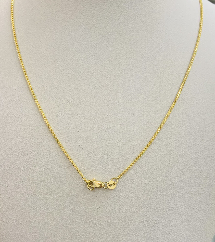 18K Solid Yellow Gold Round Franco Link chain Necklace 16