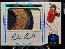 CORBIN CARROLL 2022 Leaf Trinity Platinum Spectrum Foil 4-Color Patch Auto #/25