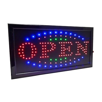 3 Color High Visible LED Neon Light Business Motion Open Sign Chain Switch