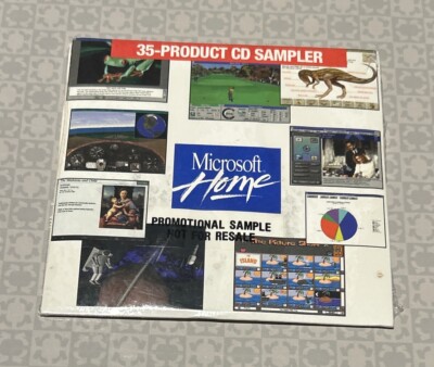 Rare Microsoft Home 1993 CD Sampler Classic PC Windows DOS Sealed 35 Programs
