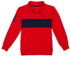 Boys XXL 18 U.S. Polo Assn. 1/4 Zip Red  Navy Blue Sweatshirt Pullover NWT