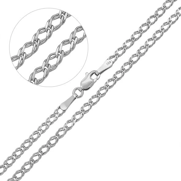 9267 Kette Silber Halskette Silberkette Rombo aus 925er Silber -rhodiniert- - Bild 1 von 1