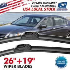 26" + 19" Windshield Wiper Blades J-Hook a Pair of All Season for Toyota Honda