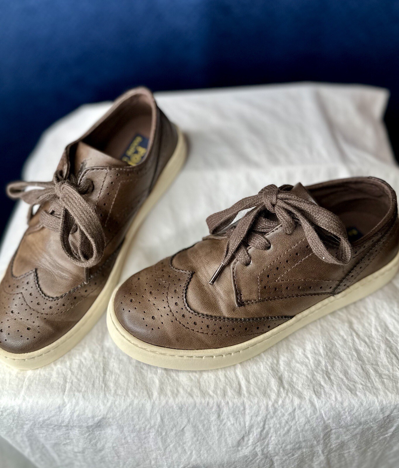 SAOLA POLO RALPH LAUREN sneaker elegante stringata ragazzo Alek Oxford in pelle marrone; taglia 13 5