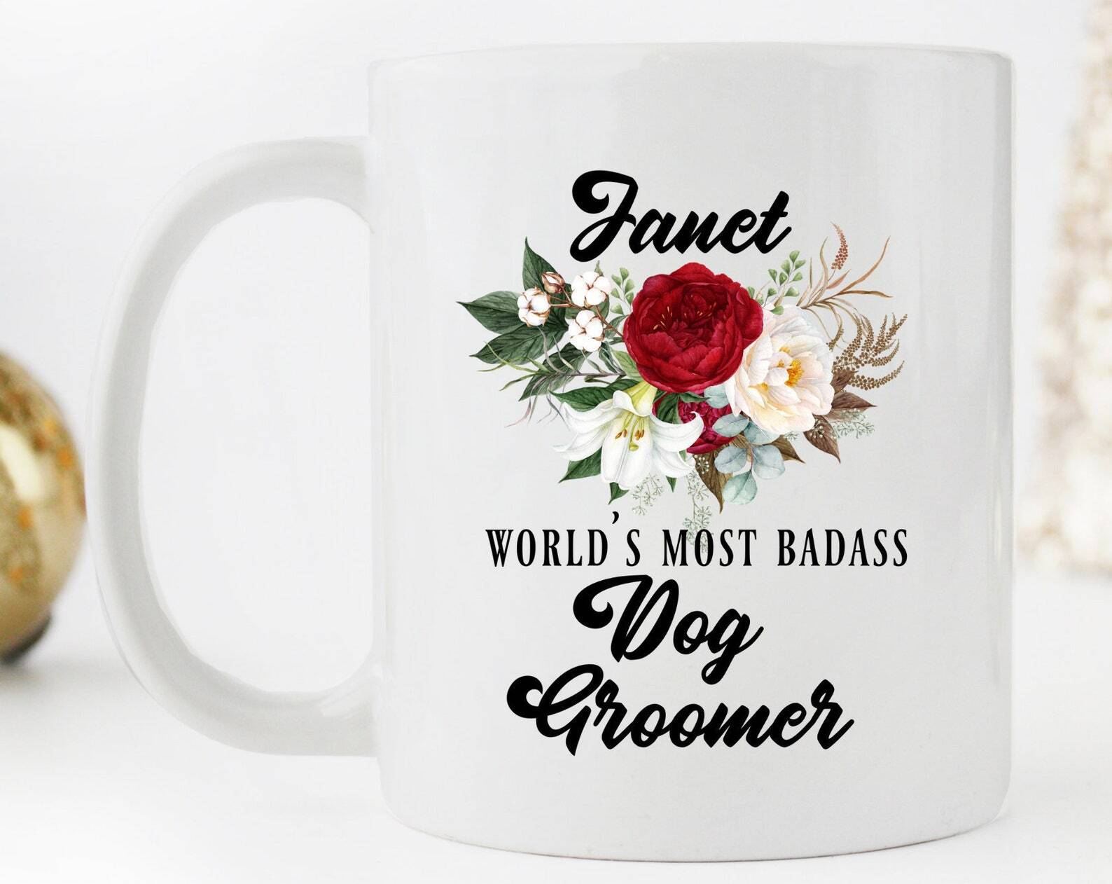 Gift For Dog Groomer Dog Groomer Mug Floral Ceramic Mug Birthday Gift Thank You