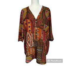 Show Me Your Mumu Peta Tunic V-Neck Blouse Dolman Southwestern Aztec Sz. Small