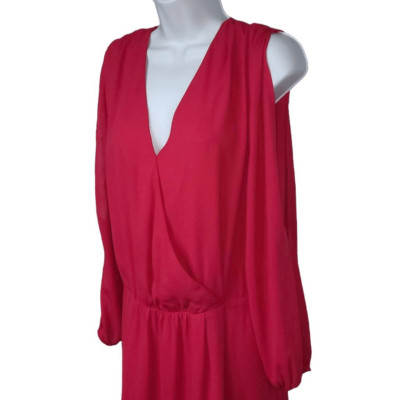 Three Eighty Two Dress fuscia red sexy relaxed dress v-neck large flattering coc
