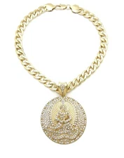 New Ice Bling 2PAC Euphanasia Pendant 11mm 20" Cuban Chain 14K Gold Plated