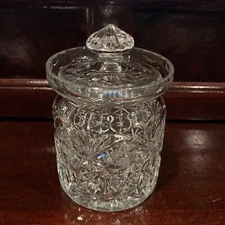 Vintage American Brilliant Cut Crystal Biscuit Jar - Mid Century  6”