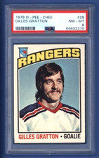 1976-77 O-Pee-Chee #28 GILLES GRATTON PSA 8 NM-MT New York Rangers POP 19