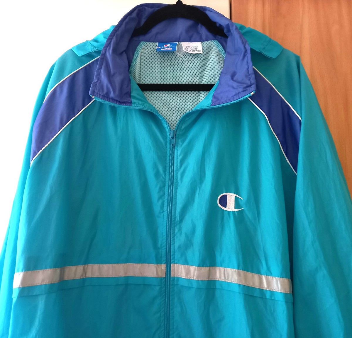 Champion Windbreaker Mens XLarge Eleсtriс Stripe Vintage Champion Windbreaker Mens XLarge Eleсtriс Stripe Vintage
