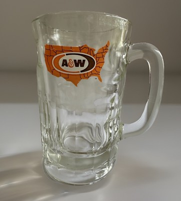 Vintage 1970s A&W Root Beer Glass Mug with United States Map Logo 5.5  