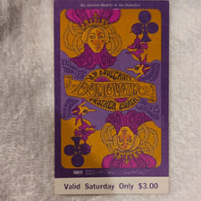Bill Graham SF Concert Flyer: Mother Earth, Donovan, Lovecraft, Original Ticket