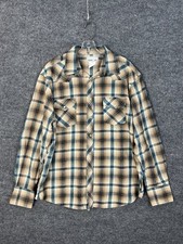 Wrangler Wrancher Shirt Mens XL Brown Plaid Pearl Snap Western Long Sleeve