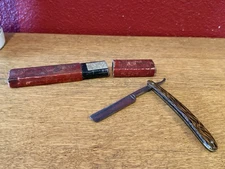 Wester Bros Germany Straight Razor Blade/ Chas W. Adair Coffin Box