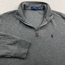 Polo Ralph Lauren 1/4 Zip Sweater Men Medium Grey Pullover Pony RL