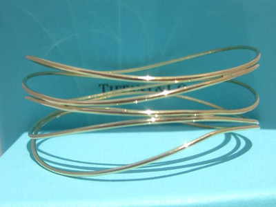 TIFFANY & CO. ELSA PERETTI WAVE BRACELET 5 FIVE ROW WIRE 18K YELLOW GOLD MEDIUM