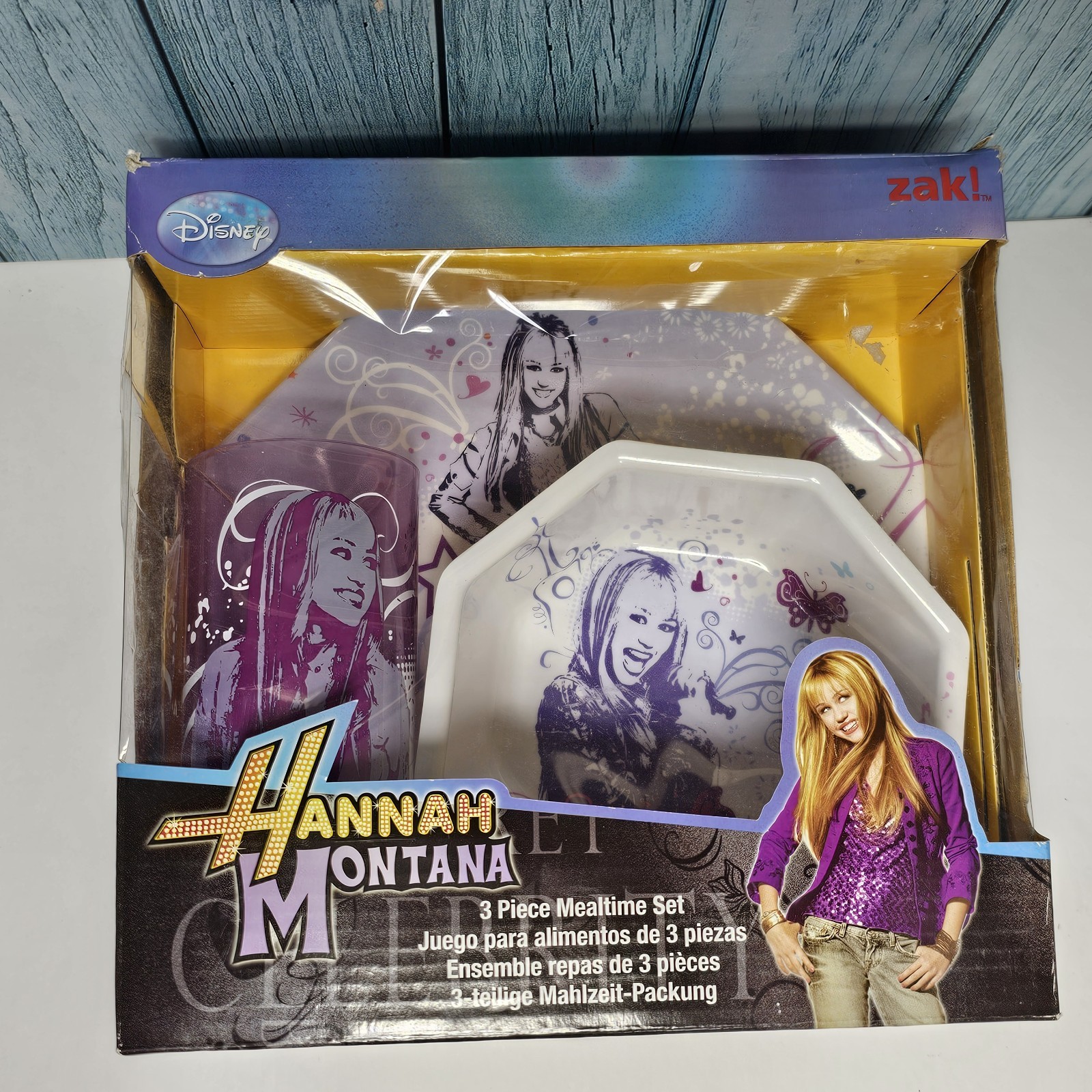 Vintage Zak Designs Hannah Montanna 3 Piece Dinnerware Set NIB 