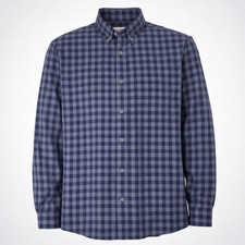 Mizzen Main Flannel Gingham Check Shirt Mens XL Blue Trim Fit Button Down LS