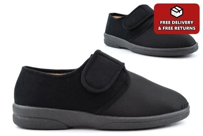 Mens Extra Wide Fit Slippers Extra Wide Slippers Washable Touch Fasten EEEE 4E - Image 1 of 4