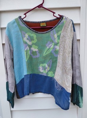 Shirt Woman's Boho Patchwork Style Magic Fish Brand No Size OSFA? Cotton/Poly 