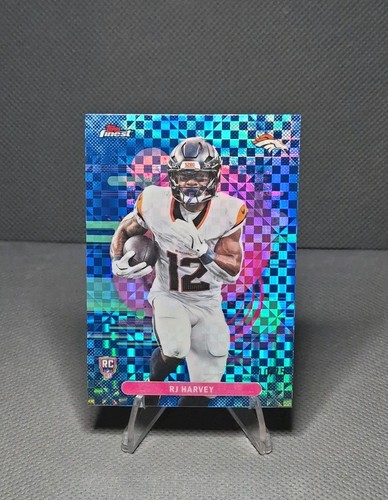 2025 Topps Finest RJ Harvey Uncommon Blue Geometric Refractor /75 Broncos RC