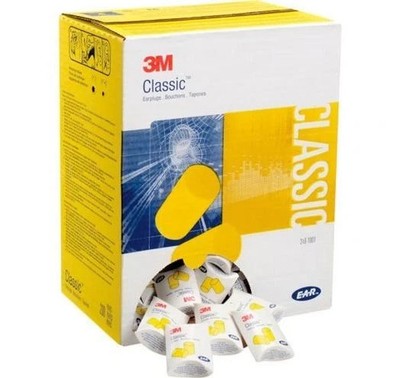 New 200 Pairs 3M 310-1001 E-A-R Classic Uncorded Foam Yellow 29dB Ear Plugs