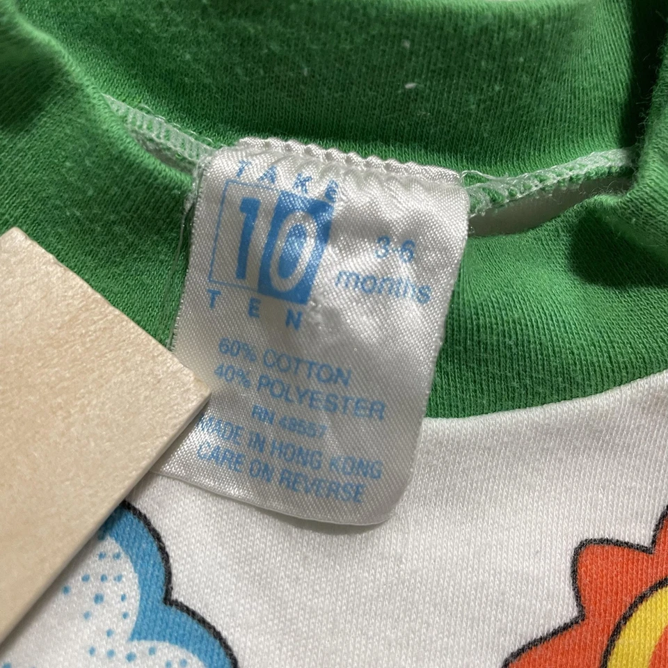 Body mameluco vintage Take TEN Babyfair infantil 18M blanco verde dinosaurio años 80 Foto 4 de 4