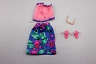 VTG Mattel Barbie Fashions Pink Top, Floral Skirt, Shoes, Glasses #3675 - 1981