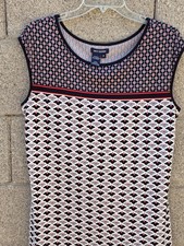 MINT Max Studio Red White Gray Black Geometric Sleeveless Summer Dress Size L